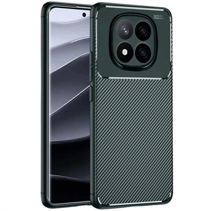 Xiaomi Redmi Note 14 Pro 4g Kılıf Auto Focus Karbon Kapak - Koyu Yeşil