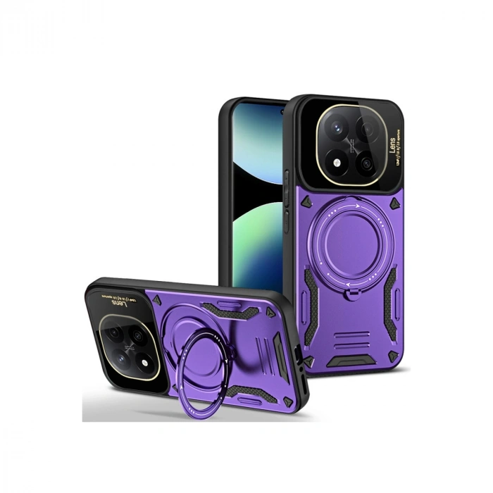 Xiaomi Redmi Note 14 Pro 4g Kılıf Joy Lens Standlı Kapak - Mor