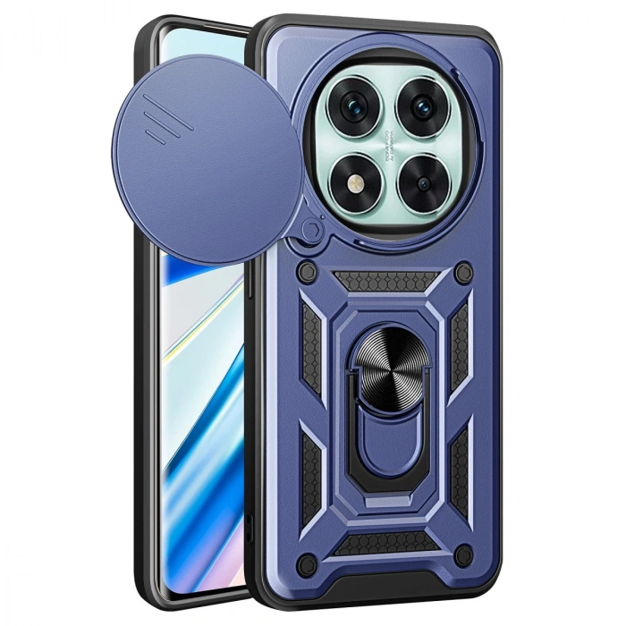 Xiaomi Redmi Note 14 Pro 4g Kılıf Pars Lens Yüzüklü Silikon - Lacivert