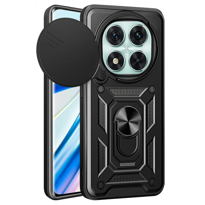 Xiaomi Redmi Note 14 Pro 4g Kılıf Pars Lens Yüzüklü Silikon - Siyah
