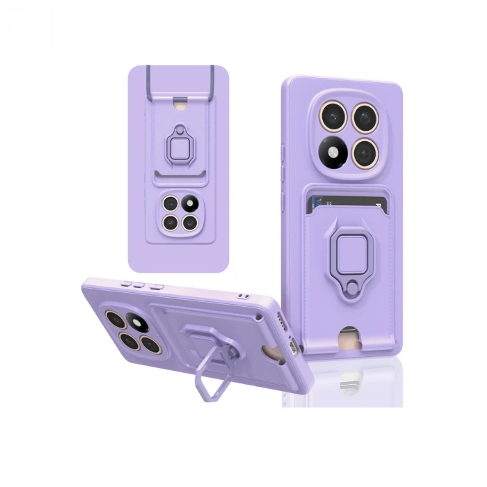 Xiaomi Redmi Note 14 Pro 4g Kılıf Zuma Kartvizitli Yüzüklü Silikon - Lila