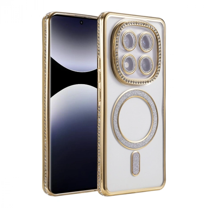 Xiaomi Redmi Note 14 Pro 5g Joke Simli Magneticsafe Kılıf - Gold