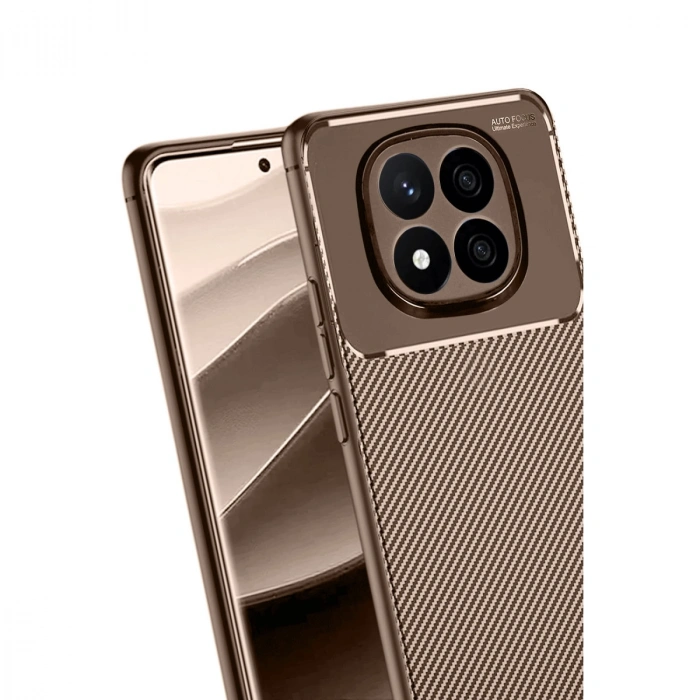 Xiaomi Redmi Note 14 Pro 5g Kılıf Auto Focus Karbon Kapak - Kahverengi