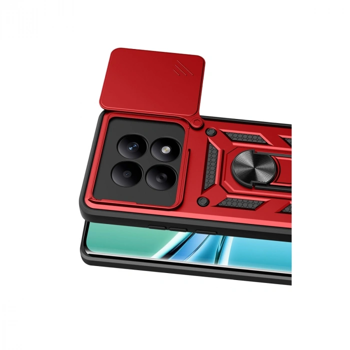 Xiaomi Redmi Note 15 4g Pars Lens Yüzüklü Silikon - Kırmızı