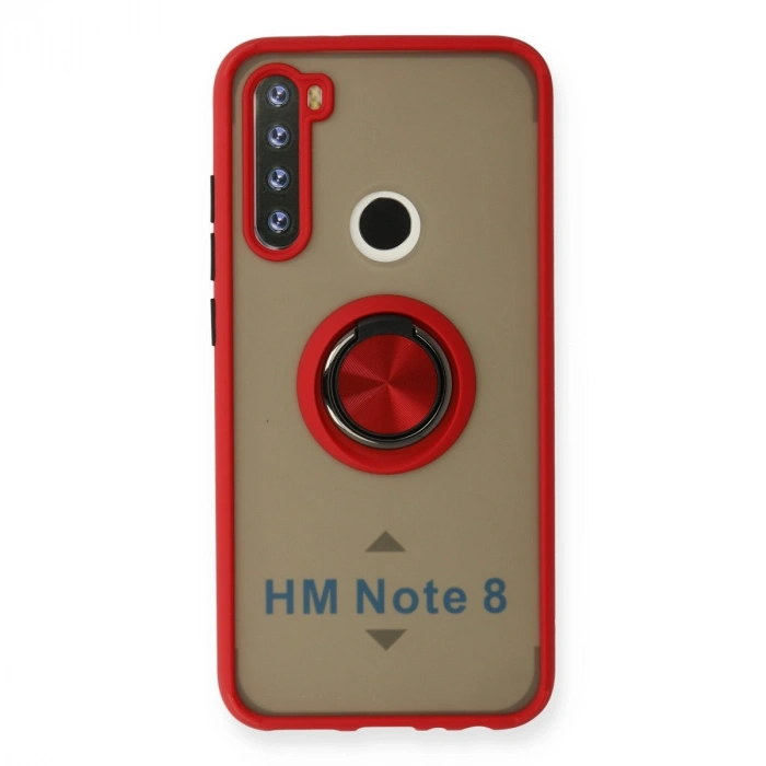 Xiaomi Redmi Note 8 Kılıf Montreal Yüzüklü Silikon Kapak - Kırmızı