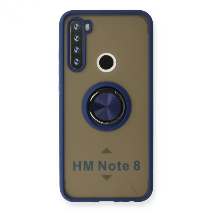 Xiaomi Redmi Note 8 Kılıf Montreal Yüzüklü Silikon Kapak - Lacivert