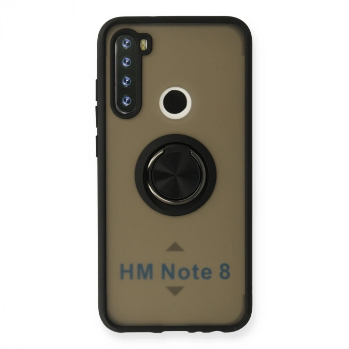 Xiaomi Redmi Note 8 Kılıf Montreal Yüzüklü Silikon Kapak - Siyah
