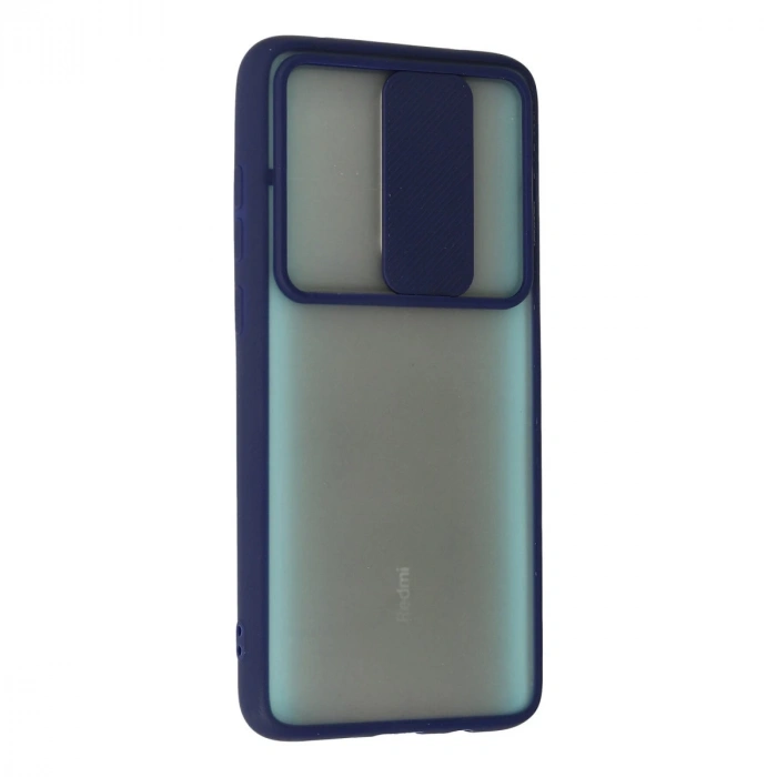 Xiaomi Redmi Note 8 Pro Kılıf Palm Buzlu Kamera Sürgülü Silikon - Lacivert