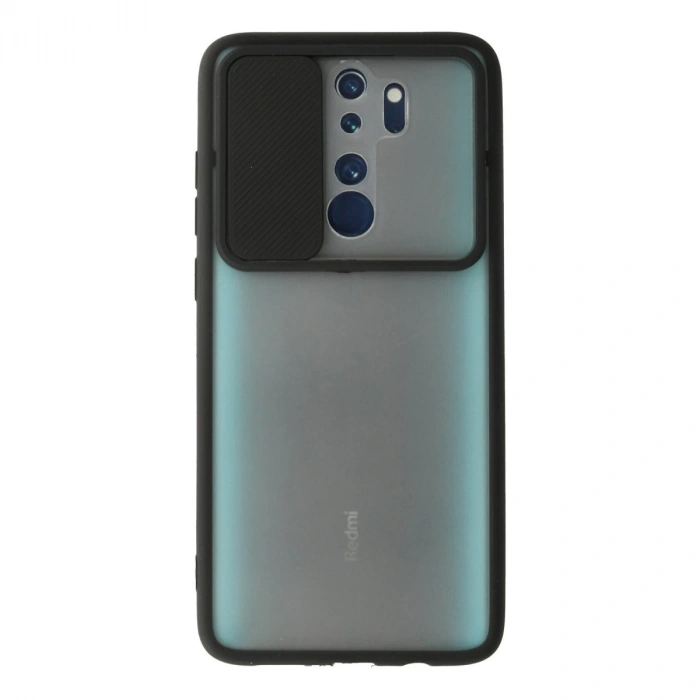 Xiaomi Redmi Note 8 Pro Kılıf Palm Buzlu Kamera Sürgülü Silikon - Siyah