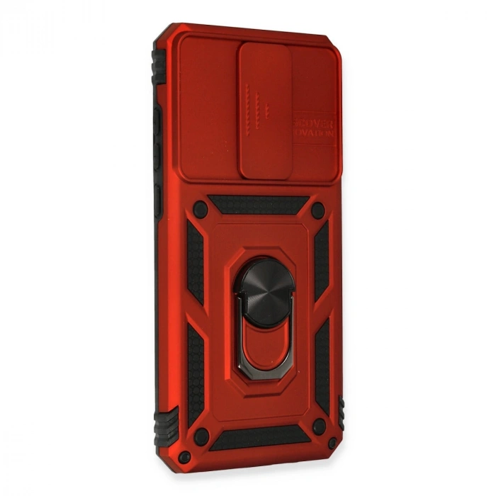 Xiaomi Redmi Note 8 Pro Kılıf Pars Lens Yüzüklü Silikon - Kırmızı