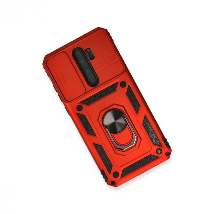 Xiaomi Redmi Note 8 Pro Kılıf Pars Lens Yüzüklü Silikon - Kırmızı