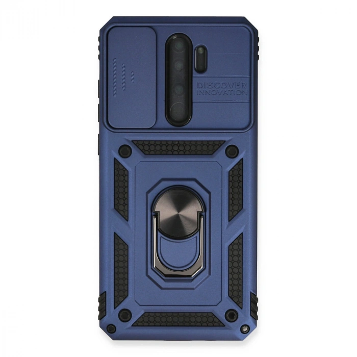 Xiaomi Redmi Note 8 Pro Kılıf Pars Lens Yüzüklü Silikon - Lacivert