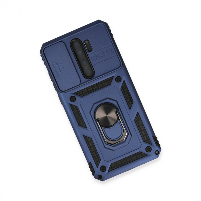 Xiaomi Redmi Note 8 Pro Kılıf Pars Lens Yüzüklü Silikon - Lacivert