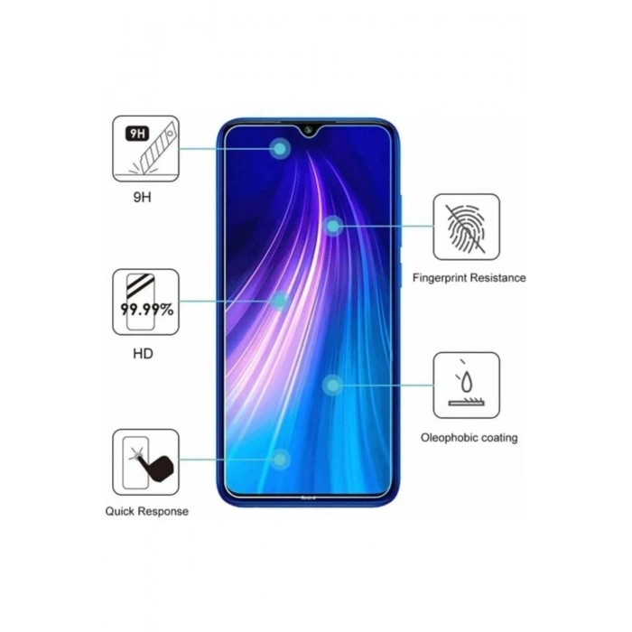Xiaomi Redmi Note 8 Uyumlu Premium Ekran Koruyucu 9H Sert Temperli Kırılmaz Cam Koruma Şeffaf (599)