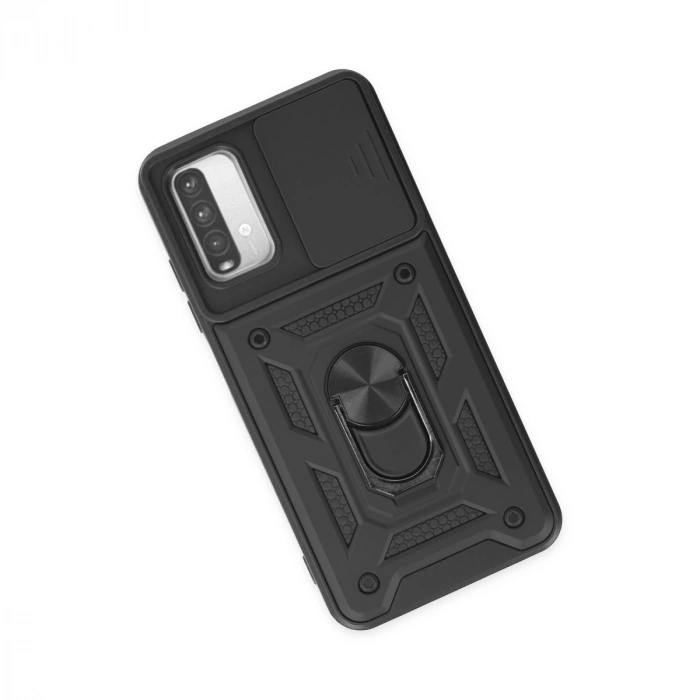 Xiaomi Redmi Note 9 4g Kılıf Pars Lens Yüzüklü Silikon - Siyah