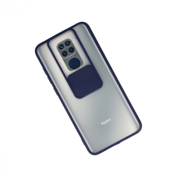 Xiaomi Redmi Note 9 Kılıf Palm Buzlu Kamera Sürgülü Silikon - Lacivert