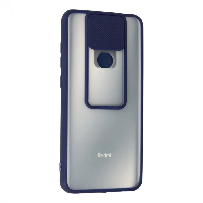 Xiaomi Redmi Note 9 Kılıf Palm Buzlu Kamera Sürgülü Silikon - Lacivert