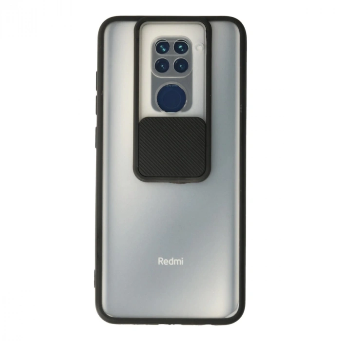 Xiaomi Redmi Note 9 Kılıf Palm Buzlu Kamera Sürgülü Silikon - Siyah