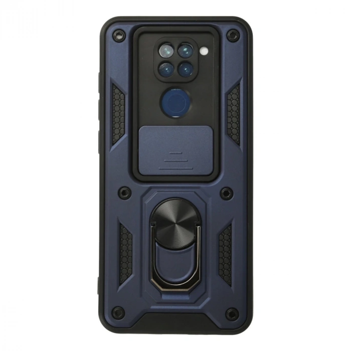 Xiaomi Redmi Note 9 Kılıf Pars Lens Yüzüklü Silikon - Lacivert