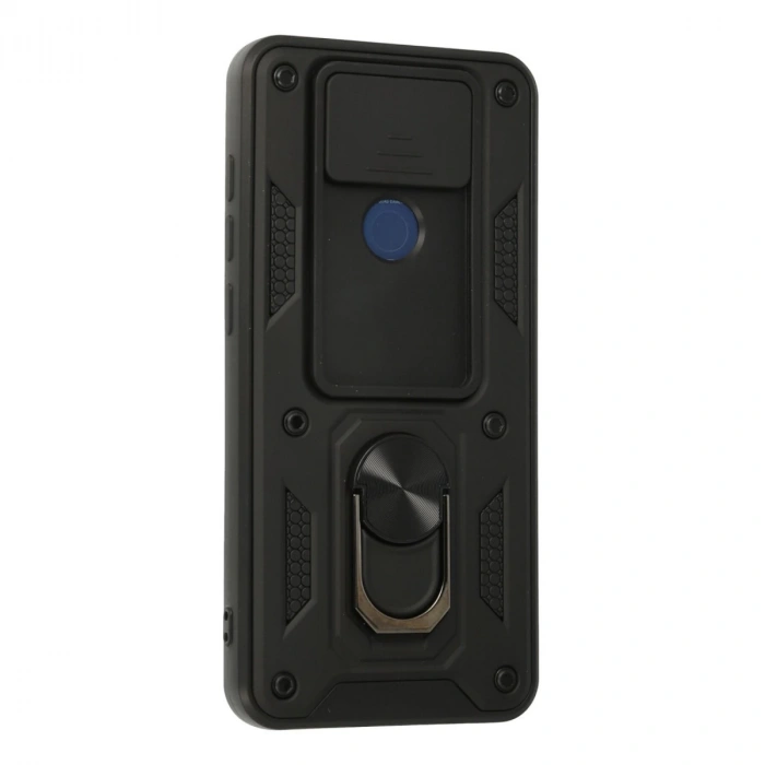 Xiaomi Redmi Note 9 Kılıf Pars Lens Yüzüklü Silikon - Siyah