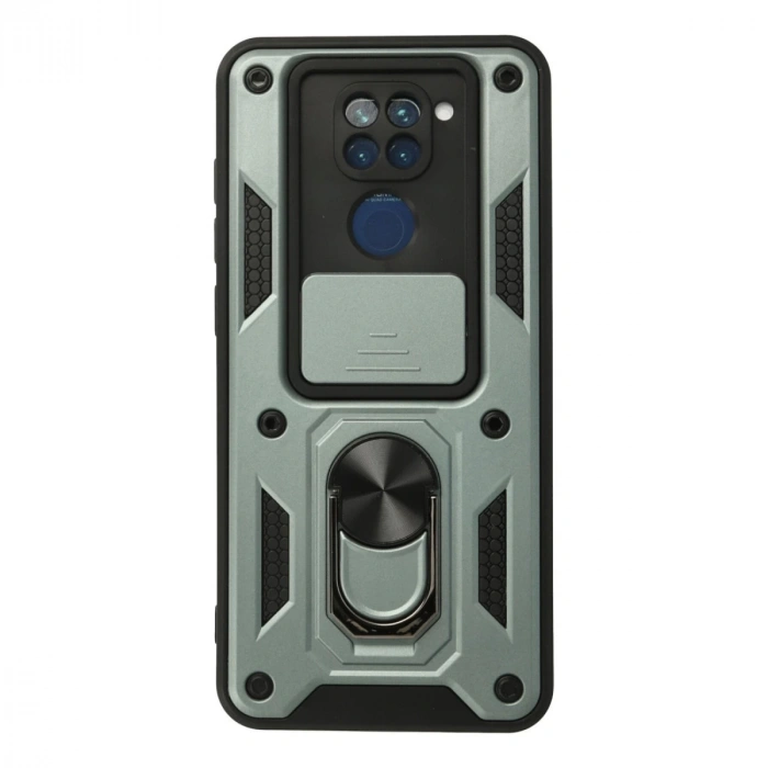 Xiaomi Redmi Note 9 Kılıf Pars Lens Yüzüklü Silikon - Yeşil