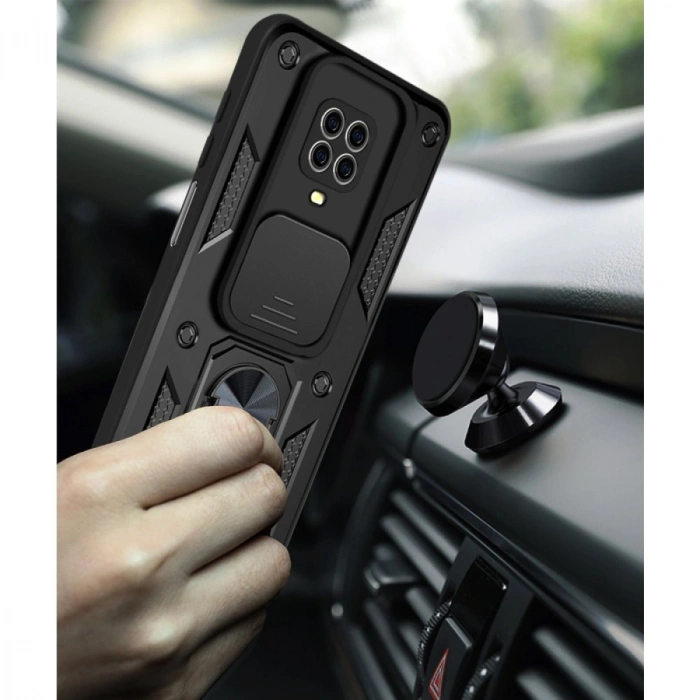 Xiaomi Redmi Note 9 Pro Kılıf Pars Lens Yüzüklü Silikon - Yeşil