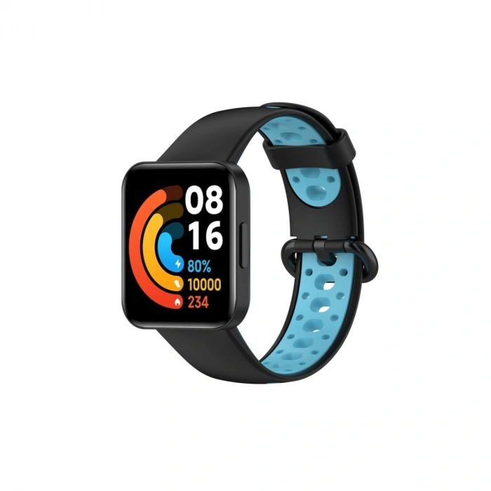 Xiaomi Redmi Watch 2 Spor Delikli Kordon - Siyah-mavi