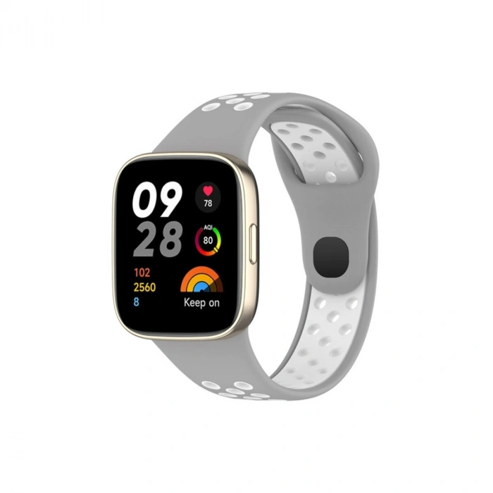 Xiaomi Redmi Watch 3 Spor Delikli Kordon (saat Değildir) - Gri-beyaz