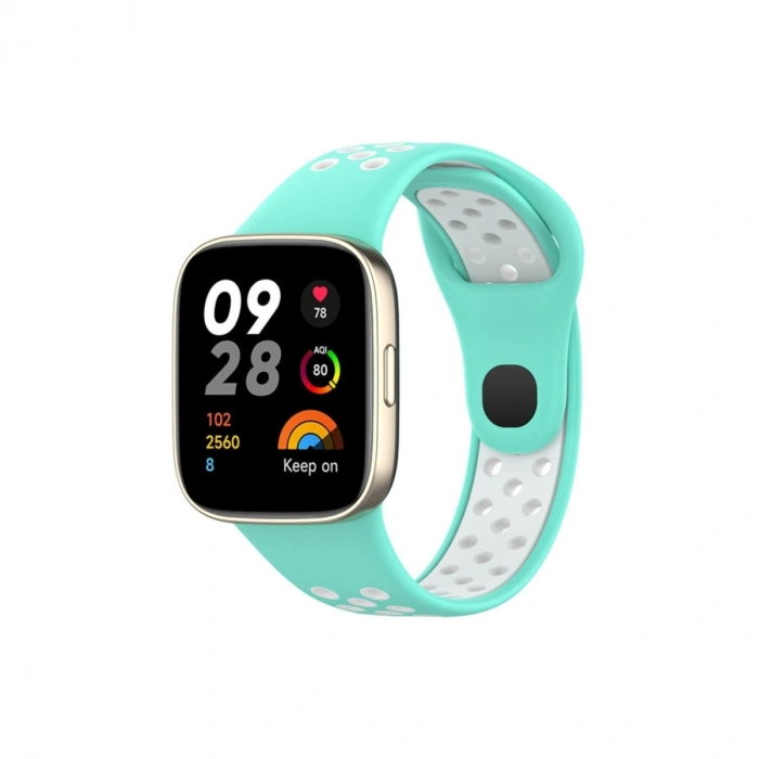 Xiaomi Redmi Watch 3 Spor Delikli Kordon (saat Değildir) - Turkuaz-beyaz