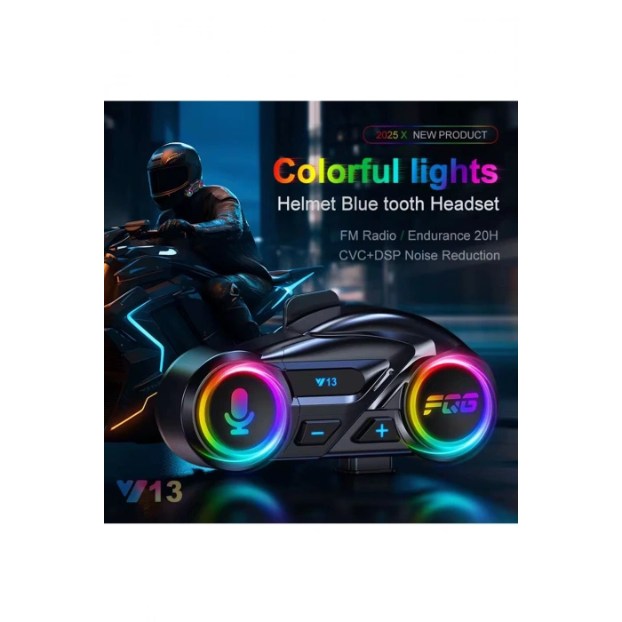 Y13 Motor Kask Kulaklık Rgb Modlu Radyolu Motosiklet Kulaklık 5.3 Bluetooth Intercom
