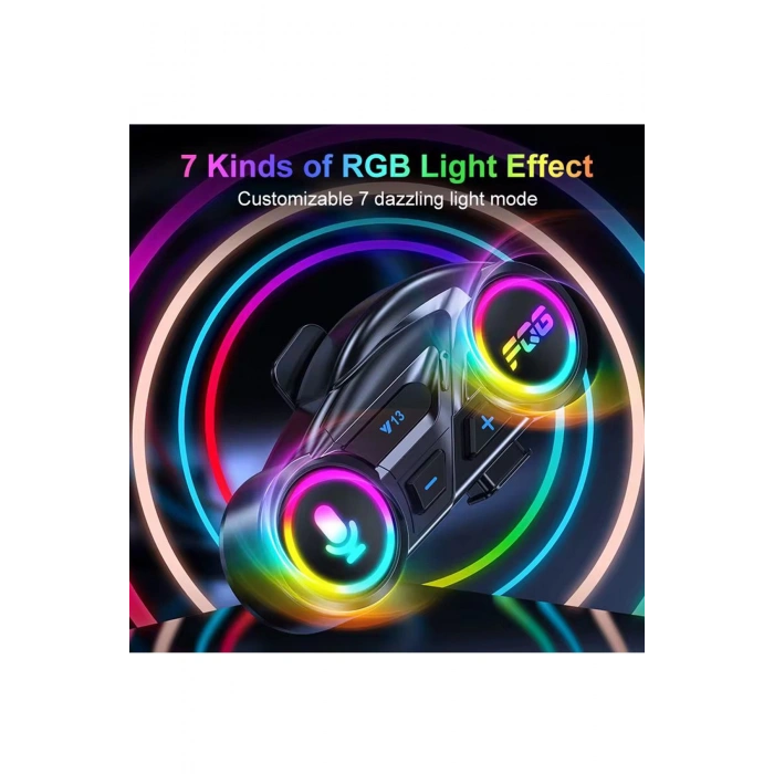 Y13 Motor Kask Kulaklık Rgb Modlu Radyolu Motosiklet Kulaklık 5.3 Bluetooth Intercom