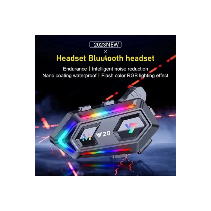 Y20 Motor Kurye Kask Kulaklık Rgb Modlu Bluetooth Motosiklet Kulaklık 5.3 Bluetooth Interkom