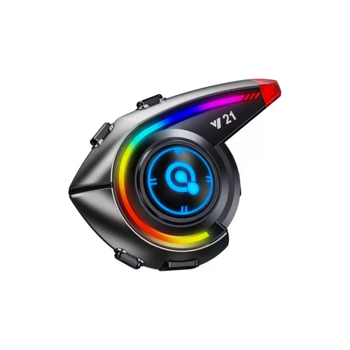 Y21 Rgb Işık Efektli Intercom Bluetooth Motosiklet Kask Kulaklığı Intercom Kulaklık