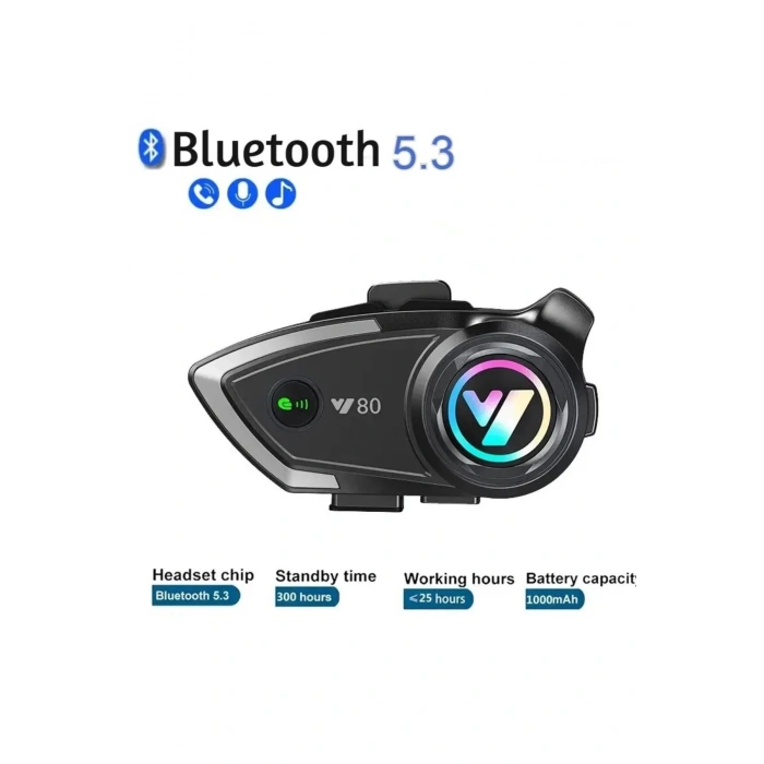 Y80 Motosiklet Kask Kulaklık Intercom Işıklı Motorsiklet Interkom