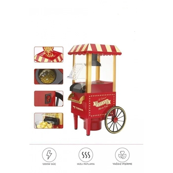 Yağsız Mısır Patlatma Popcorn Makinesi Kırmızı