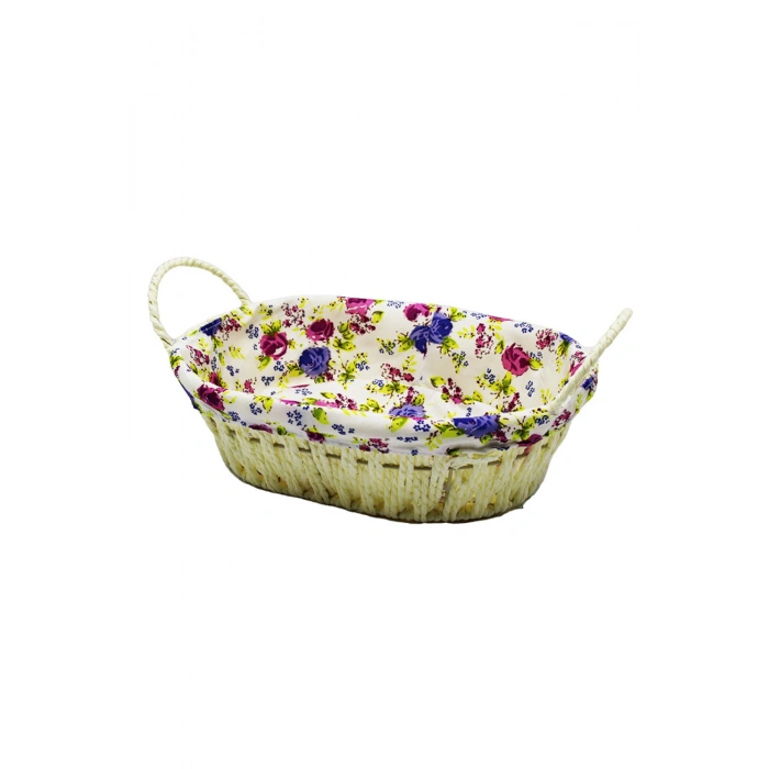 Yakut Renkli Bezli Oval Hasır Ekmek Sepeti 8821 (599)