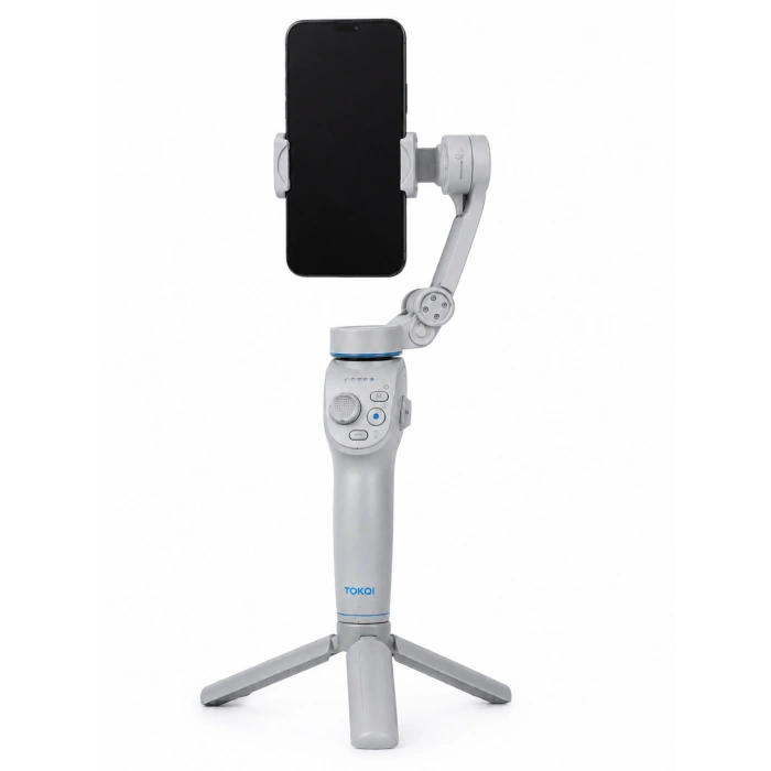 Yapay Zeka Takipli Telefon Gimbali Katlanabilir Tripod Bluetooth Kontrollü Dahili Led Işıklı