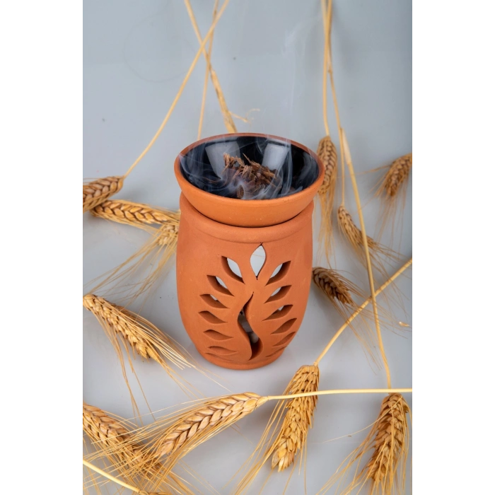 Yaprak Model El Yapımı Çömlek Buhurdanlık Tütsülük (599)
