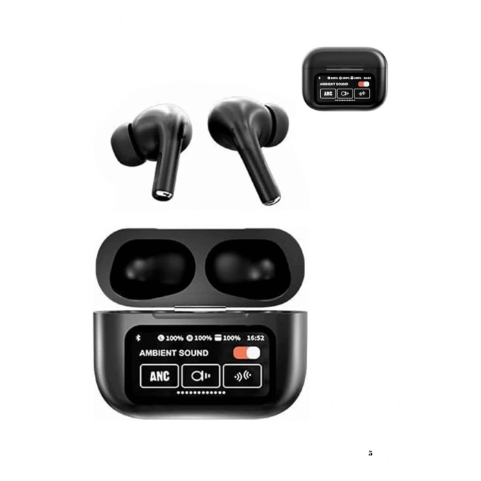 Yeni Nesil Anc Özellikli Çağrı Cevaplayan Dokunmatik Ekranlı Bluetooth Kulaklık Siyah