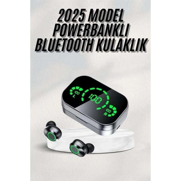 Yeni Nesil Bluetooth Kulaklık Çağrı Cevaplayabilen Dijital Göstergeli Powerbankli