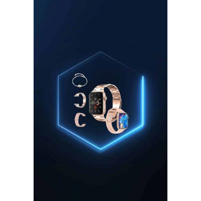 Yeni Nesil Pembe Dokunmatik Ekran Akıllı Saat Ve  Kulaklığı Kablosuz Bluetooth Kulaklık