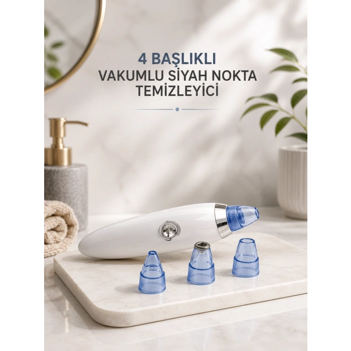 Yeni Nesil Vakumlu Pilli Siyah Nokta Ve Yüz Temizleme Cihazı 4 Başlıklı