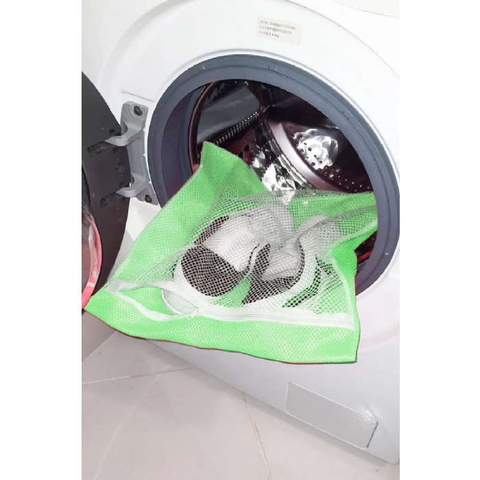Yeşil  Fermuarlı  Hassas Çamaşır Terlik Ayakkabı Yıkama Filesi Büyük Boy (599)