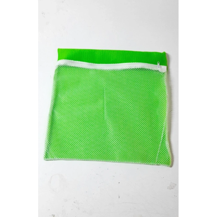 Yeşil - Fermuarlı - Hassas Çamaşır Terlik  Ayakkabı Yıkama Filesi Büyük Boy (599)