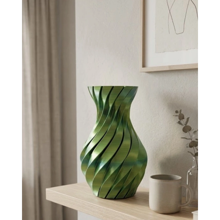 Yeşil Spiral 3d Baskı Vazo Es Modern Ev Ofis Dekoru