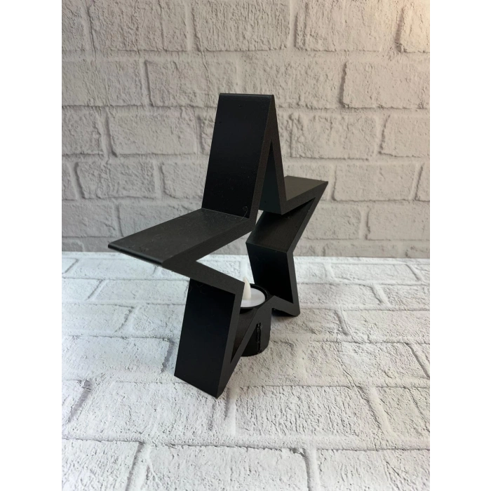 Yıldız Mumluk Siyah Modern Salon Ve Raf Dekoru