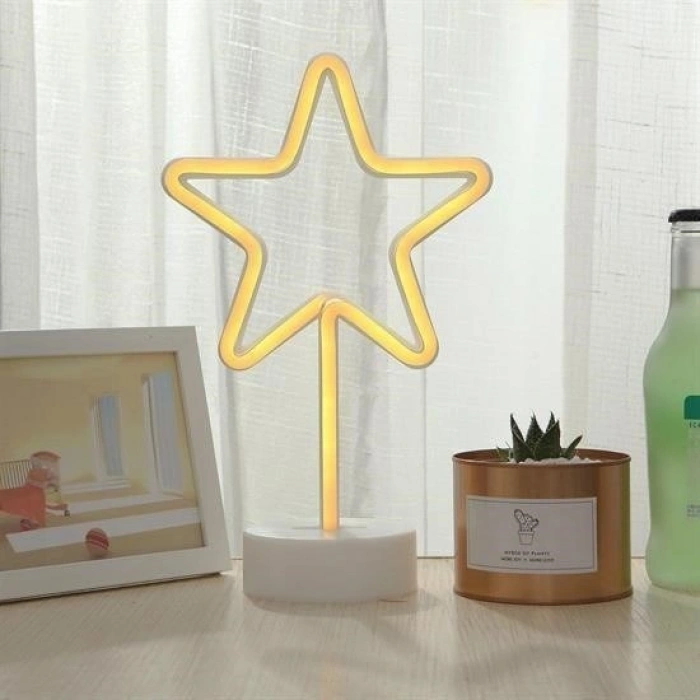 Yıldız Tasarımlı Neon Led Masa Ve Gece Lambası Dekoratif Işık