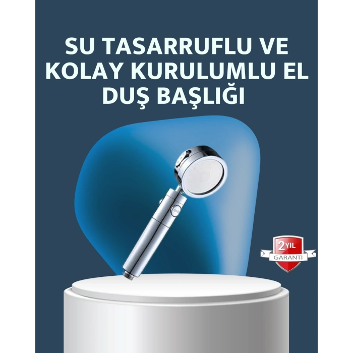Yüksek Basınçlı 3 Fonksiyonlu Duş Başlığı