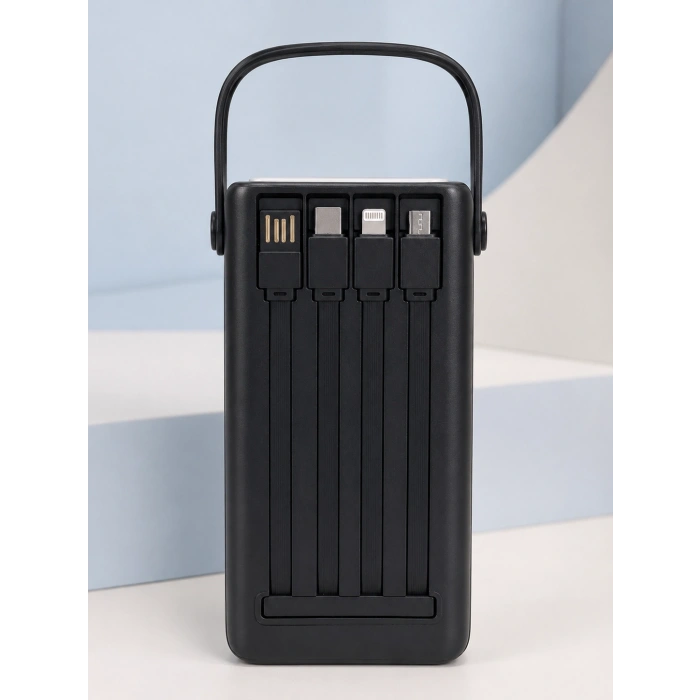 Yüksek Kapasiteli 50.000 Mah Powerbank 22,5 W Hızlı Şarj 4 Dahili Kablo Led Aydınlatma