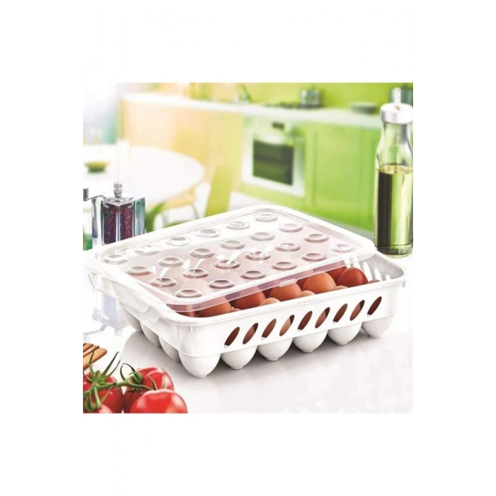 Yumurta Kapalı Saklama Kabı 24lü Beyaz (599)